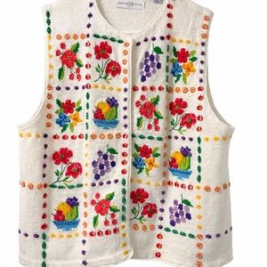 Marisa Christina CreahanEmbroidery  Knit Vest With Beaded Accents size XL